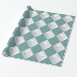 Silver Teal Diamond Wedding Gift Wrapping Paper<br><div class="desc">Elegant silver and teal blue diamond pattern design with script calligraphy monogram initial. Click "Customise It" >> Edit to change the background to the colour of your choice, or to change the colour, font or style of names, monogram initials, or custom text. Rotate the pattern and text to suit your...</div>