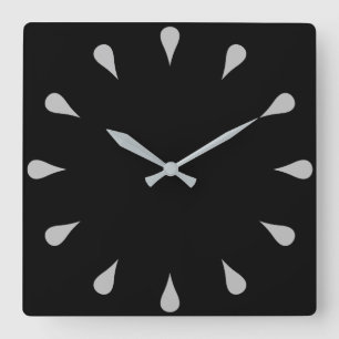 Silver teardrops square wall clock