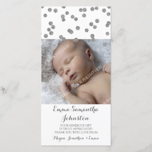 Silver Thank You Baby Shower Photo Cards