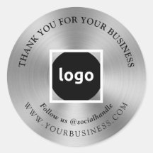 Silver | Thank You | Business LOGO Stickers