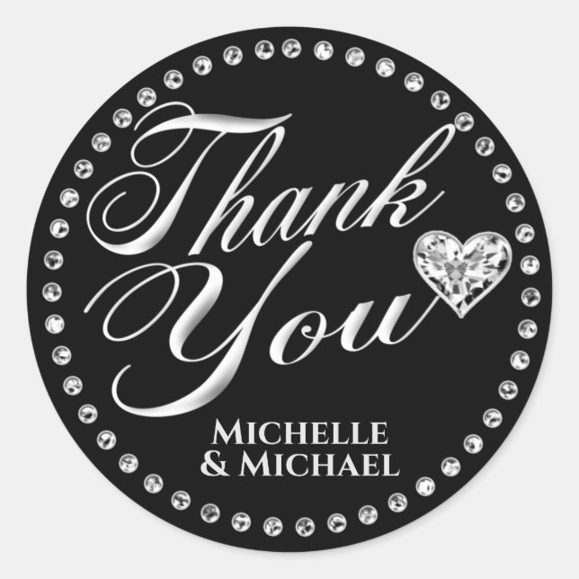 Silver Thank You Classic Round Sticker (Front)