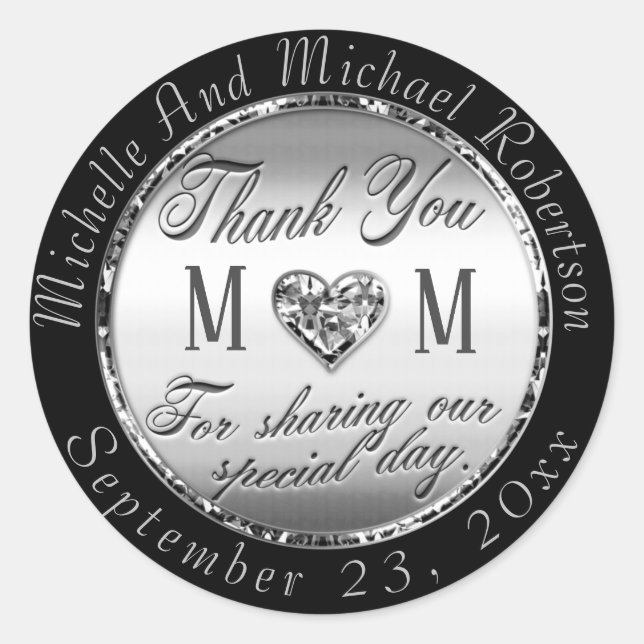 Silver Thank You Classic Round Sticker (Front)