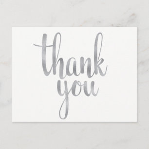 Silver thank you postcards, foil postcard