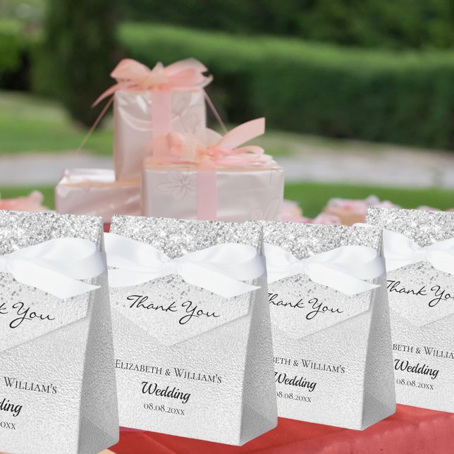 Silver thank you wedding favour box (Creator Uploaded)