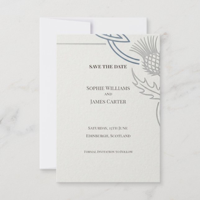 Silver Thistle Celtic Save the Date Card (Front)