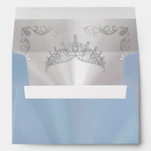 Silver Tiara & Vintage Border - Pastel Blue Envelope