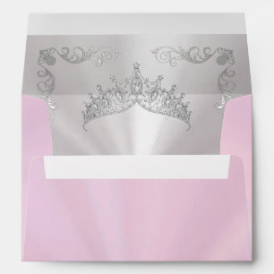 Silver Tiara & Vintage Border - Pastel Pink Envelope