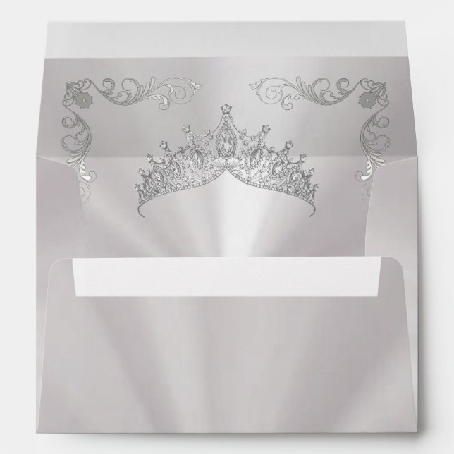 Silver Tiara & Vintage Border - Pearl White Envelope (Back (Bottom))