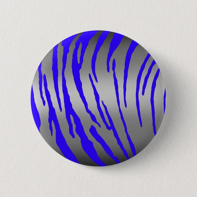 Silver Tiger Stripes Blue 6 Cm Round Badge (Front)