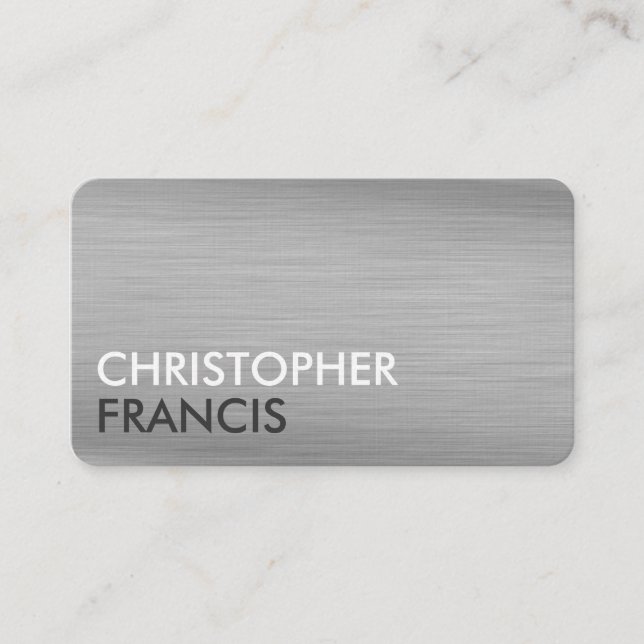 Silver titanium metal personalised business cards (Front)