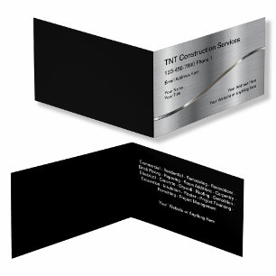 Silver Tone Background Construction Services Business Card