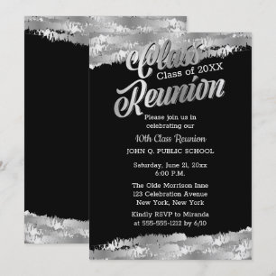 Silver Tone Modern Class Reunion Party Invitation