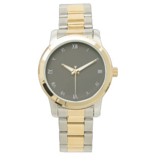 Silver Tone Roman Numerals Green Face Wristwatch
