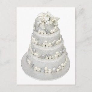 Silver Tone Wedding Cake Postcard