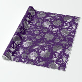 Royal Damask Crushed Velvet Purple Plumbrella Gold Wrapping Paper