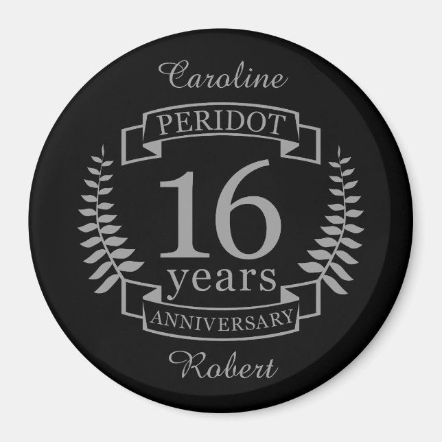 Silver Traditional wedding anniversary 16 years Magnet (Front)