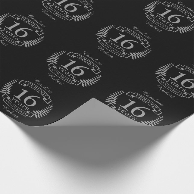 Silver Traditional wedding anniversary 16 years Wrapping Paper (Corner)