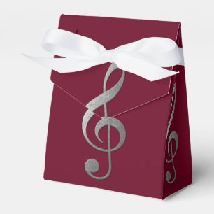 "silver" treble clef favour box