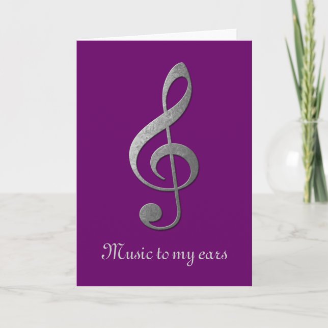 silver treble clef holiday card (Front)
