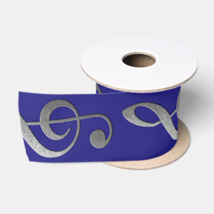 "silver" treble clef ribbon satin ribbon