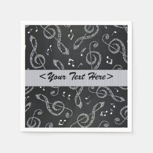 Silver Treble Clefs Stylish Personalise Napkins