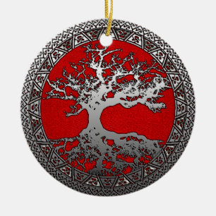 Silver Tree of Life Ceramic Tree Decoration