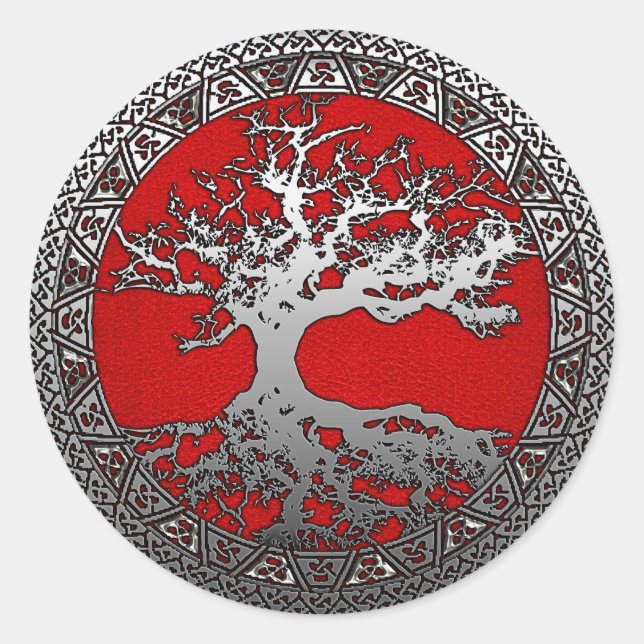 Silver Tree of Life Classic Round Sticker (Front)
