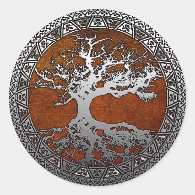 Silver Tree of Life Classic Round Sticker (Front)