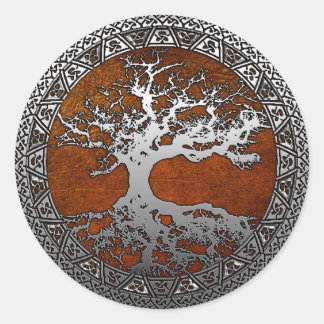 Silver Tree of Life Classic Round Sticker