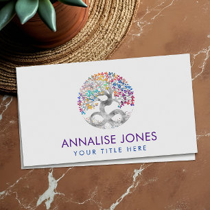 Silver Tree of Life - Infinity - Colourful Leaves  Business Card