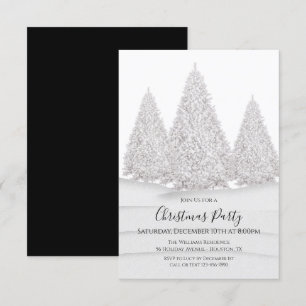 Silver Tree's Snowy Wintry Scene Christmas Invitation