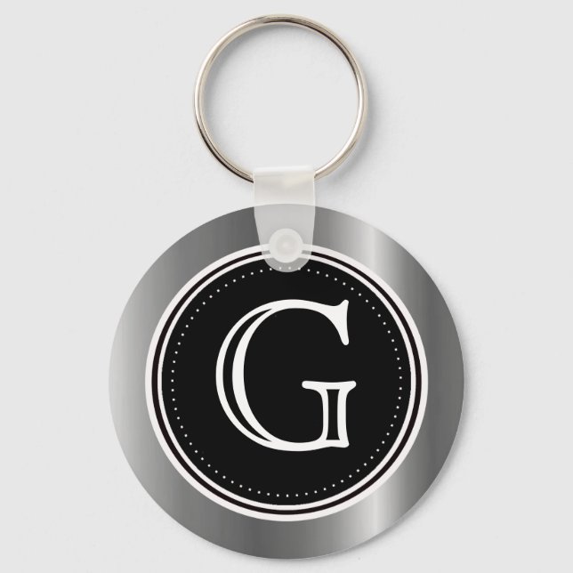 Silver Triple Monogram Keychain Key rings (Front)