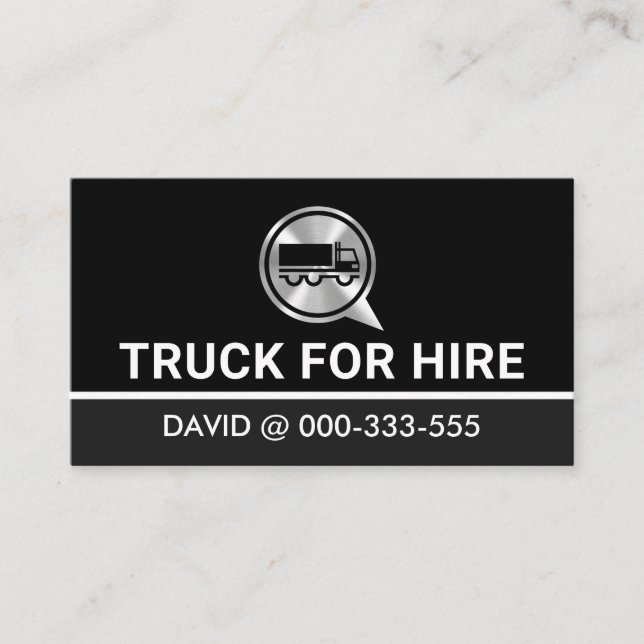 Silver Truck Speech Box Trucker Business Card (Front)