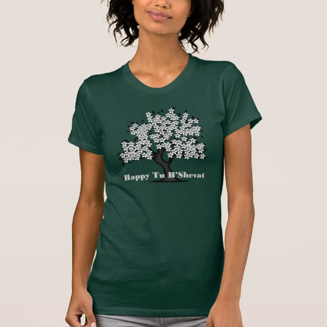 Silver Tu B'Shevat Flower Tree T-Shirt (Front)