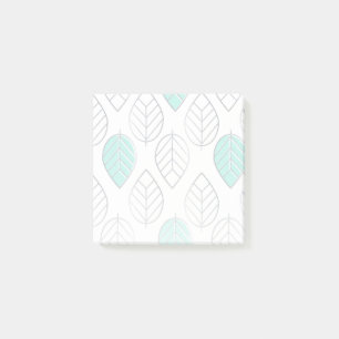 Silver & Turquoise Chic & Modern Leaf Design Post-it Notes