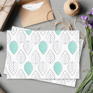 Silver & Turquoise Chic & Modern Leaf Design Tissue Paper