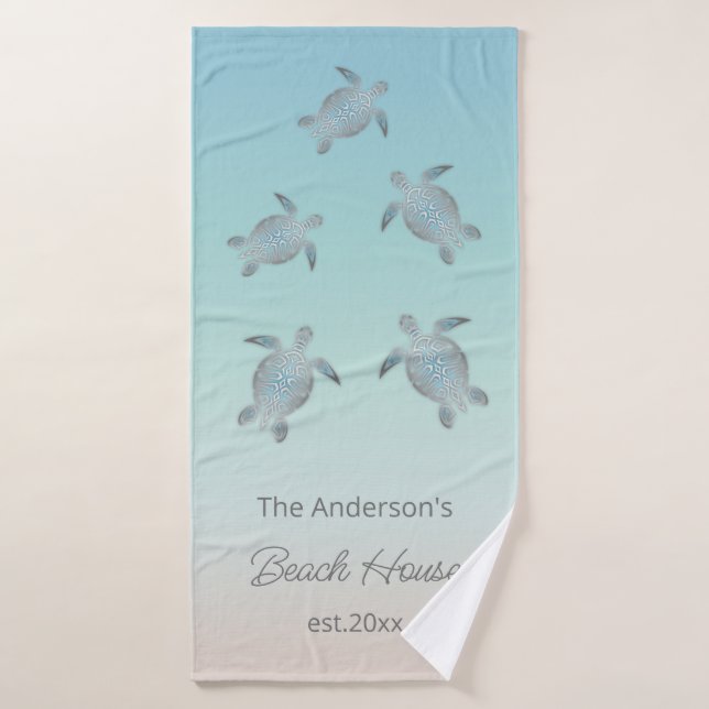 Silver Turtles Beach Style Bath Towel (Bath Towel)