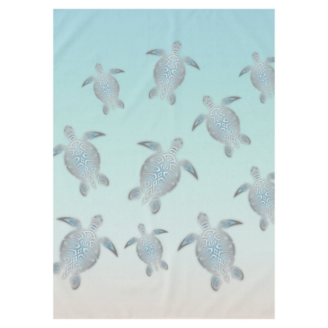 Silver Turtles Beach Style Coastal Tablecloth (Front)