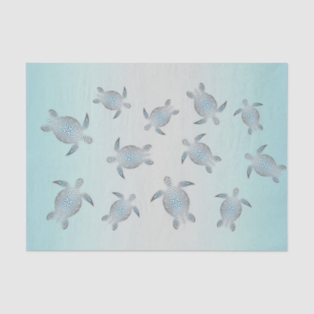 Silver Turtles Beach Style Tissue Paper (Front)