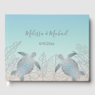 Silver Turtles Beachstyle Seaside Wedding Guest Book