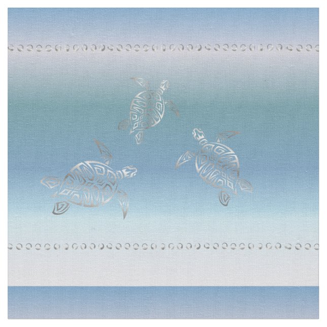 Silver Turtles Blue Gradient Pattern Fabric (Close Up)