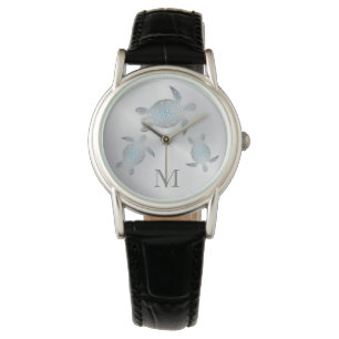 Silver Turtles   Coastal Monogram Watch