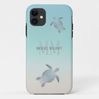 Silver Turtles Initials Your Name