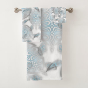 Silver Turtles  Pattern Nautical Bath Towel Set
