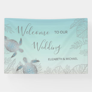 Silver Turtles Turquoise Beach Wedding Reception  Banner
