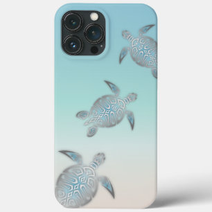 Silver Turtles Turquoise Coastal Maritime iPhone 13 Pro Max Case