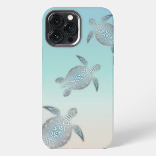Silver Turtles Turquoise Coastal Maritime iPhone 13 Pro Max Case