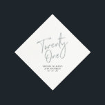 Silver Twenty One Modern Adult 21st Birthday Party Napkin<br><div class="desc">This custom paper napkin will add stylish detail to your 21st birthday celebration. This design features simple chic silver lettering "Twenty One" with custom text. Matching invitations and party supplies are available in my shop BaraBomDesign.</div>