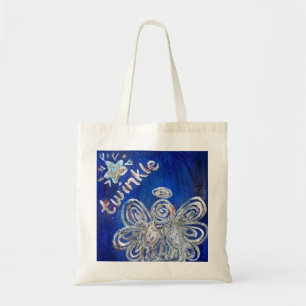Silver Twinkle Angel Art Tote Bag