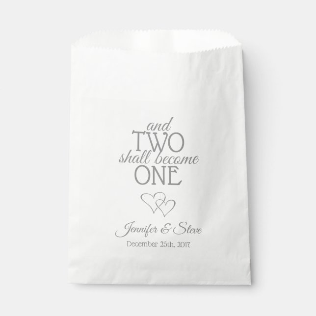 Silver Two Become One Wedding Favour Bags (Front)